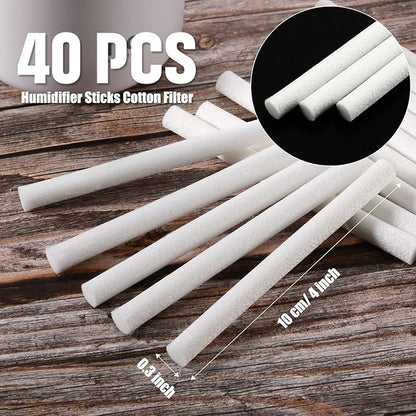 40 Pieces Humidifier Filter Cotton Refill Travel Mini Humidifier Filters Sticks Car Filters Replacement Parts for Portable Personal USB Powered Smart H20 in Office Bedroom(4 Inch)