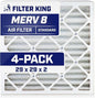 Filter King 29x29x2 Air Filter | 4-PACK | MERV 8 HVAC Pleated A/C Furnace Filters | MADE IN USA | Actual Size: 28.5 x 28.5 x 1.75"