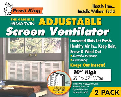 Frost King 2AWS1207 WB Marvin Adjustable Window Screen, 10in High x Fits 21-37in Wide (2 Pack)