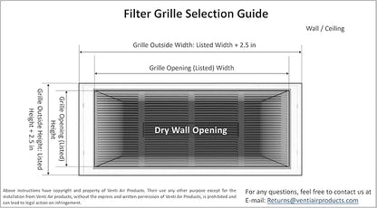 Venti Air 10" X 10" Steel Return Air Filter Grille - Removable Face/Door for 1 inch Filters - HVAC Duct Cover Grill (2-3 Business Day Delivery) [Outer Dimension: 12.5"W X 12.5" H]