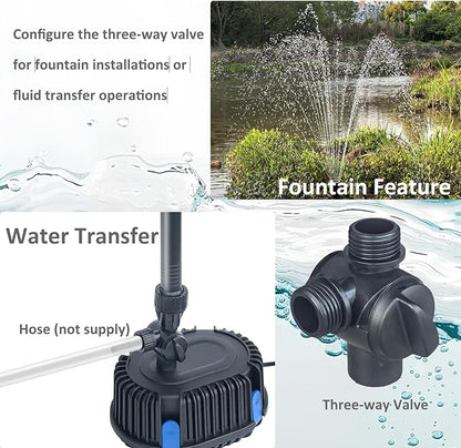 Pond Filter with Pump Fountain Kits, Submersible Pump Pond Fountain Koi Pond Filters for Outdoor Pond,3 Water Patterns Decoration Garden Pond Landscape,400GPH 110V Corded Electric