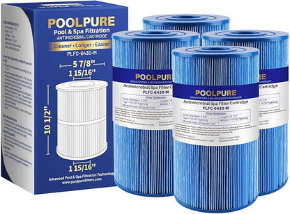 POOLPURE PLFC-6430-M Spa Filter Replaces Watkins 31489, Compatible Pleatco PWK30-M, Filbur FC-3915M, P/N0969601, 71825, 73178, 73250, 4 Pack