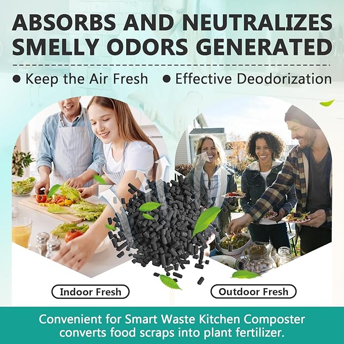 4 Pounds(8-Pack) Odor Absorbing Filter Refills for Lomi Smart Waste Kitchen Composter, Activated Charcoal Refills Compatible with Lomi Kitchen Composter