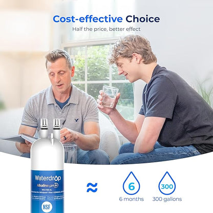 Waterdrop 𝐀𝐥𝐤𝐚𝐥𝐢𝐧𝐞 WD-F08-AL Replacement for 4396841, Everydrop® Filter 3, EDR3RXD1, 4396710, Kenmore® 46-9083, 46-9030, 𝐄𝐧𝐡𝐚𝐧𝐜𝐞𝐬 𝐩𝐇 Refrigerator Water Filter