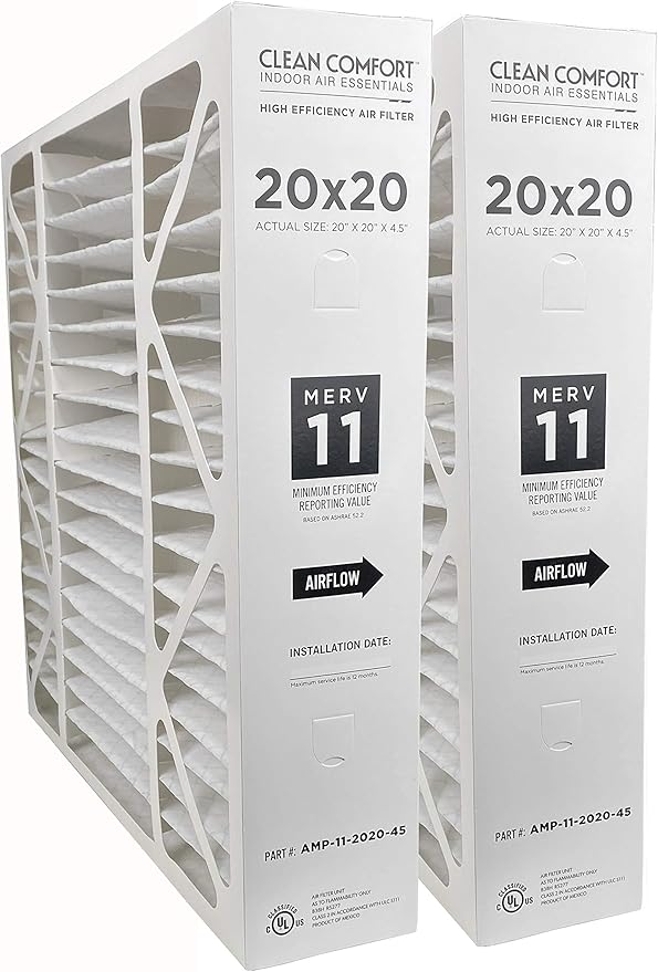 Clean Comfort AMP-11-2020-45 (2-Pack) - 20" x 20" x 4.5" Media Air Filter, MERV 11