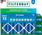 Filterbuy 25x25x4 Air Filter MERV 13 Optimal Smoke & Allergy Defense (4-Pack), Electrostatic Pleated HVAC AC Furnace Filters Replacement, Made in USA (Actual Size: 24.50 x 24.50 x 3.63)