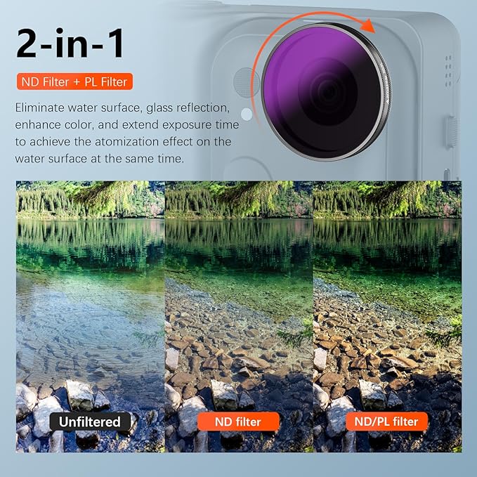 AMAZEAR ND/PL Filters Set for Insta360 GO Ultra Accessories (4 Pack), Insta 360 Go-Ultra Neutral Density & Polarization Lens Filter 2-in-1 Optical Glass, Screw-in Replace Original Lens