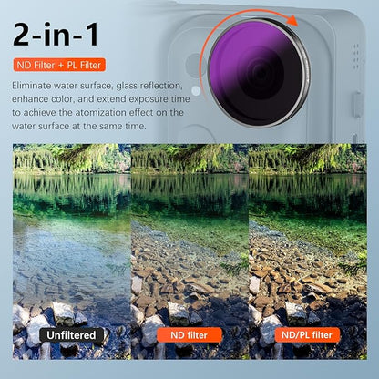 AMAZEAR ND/PL Filters Set for Insta360 GO Ultra Accessories (4 Pack), Insta 360 Go-Ultra Neutral Density & Polarization Lens Filter 2-in-1 Optical Glass, Screw-in Replace Original Lens