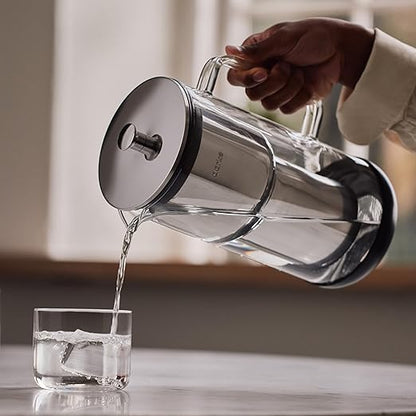 Aarke Purifier Regular 1.18L Glass Pitcher Bundle w/Steel Filter, BPA-Free, 3 Enriched + 1 Pure Granules - Filters & Adds Minerals