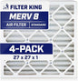 Filter King 27x27x1 Air Filter | 4-PACK | MERV 8 HVAC Pleated A/C Furnace Filters | MADE IN USA | Actual Size: 26.5 x 26.5 x .75"