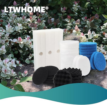 LTWHOME Foam Filter Set, Fine Filters, Carbon Filters, Bio-Foam Filters and Polishing Pads Fit for Fluval FX5 (Pack of 42)