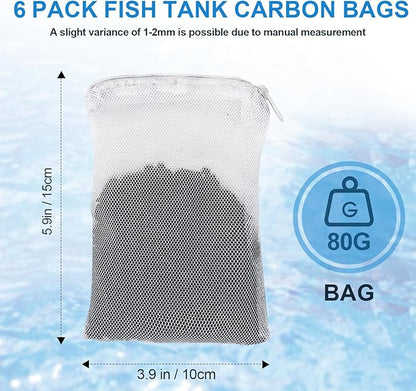 6 Pack Activated Carbon Inserts for AquaClear 50 Aquarium Filter, 80-gram/Bag Carbon Media for Fluval Aqua Clear up to 30-50 Gallons Aquariums,Charcoal for Fish Tank Filter A1384