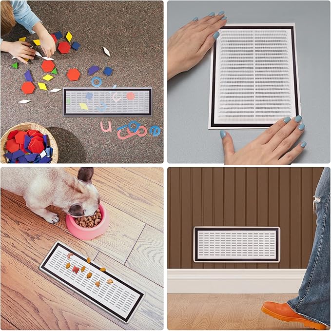 4 Pack 40cm x 30cm Magnetic Floor Vent Cover - Customizable Size PVC Mesh Register for Wall Ceiling Floor Catch Debris Hair Insect (White)