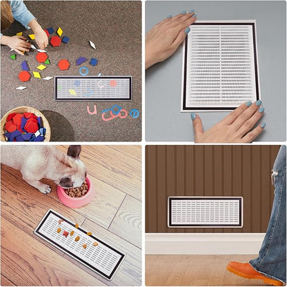 4 Pack 40cm x 30cm Magnetic Floor Vent Cover - Customizable Size PVC Mesh Register for Wall Ceiling Floor Catch Debris Hair Insect (White)