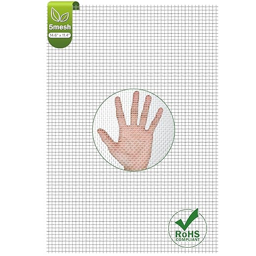 Valchoose 1 Piece Metal Woven Mesh Screen 14.6 X 11.4 in (372mmX292mm), 4.5mm Hole 5 Mesh Wire Mesh Easy to Cut, No Rust Stainless Steel Mesh, Hard Heat Resisting Used for Filters Vent BBQ DIY Project