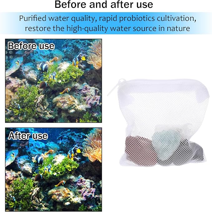 15Pcs Aquarium Filter Media Bags, Mini Fish Tank Media Mesh Filter Bags Reusable for Activated Carbon,Filter Stones(4.3”×3.9”(White)