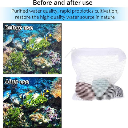 15Pcs Aquarium Filter Media Bags, Mini Fish Tank Media Mesh Filter Bags Reusable for Activated Carbon,Filter Stones(4.3”×3.9”(White)