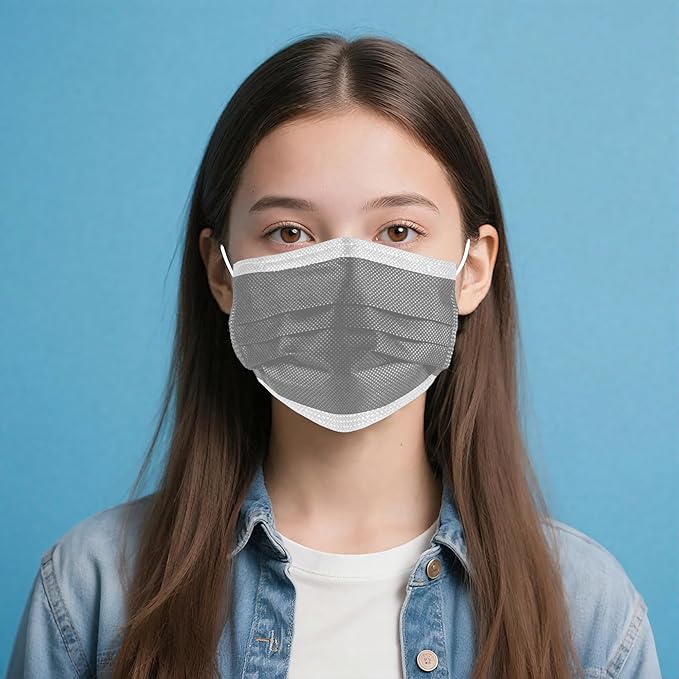NNPCBT Grey Disposable Face Masks 125 Pack,3-Ply Breathable Mask For Adults,Great For Outdoors,Home, Office, School