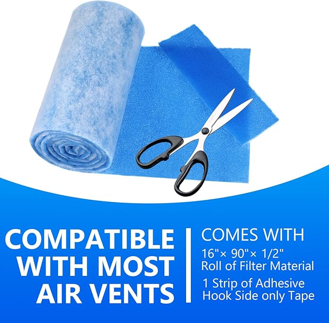Cut to Fit Air Filter Roll - MERV 8 Up to 50 Filters Cut to Size Air Filter Material Roll-12x90 Inch