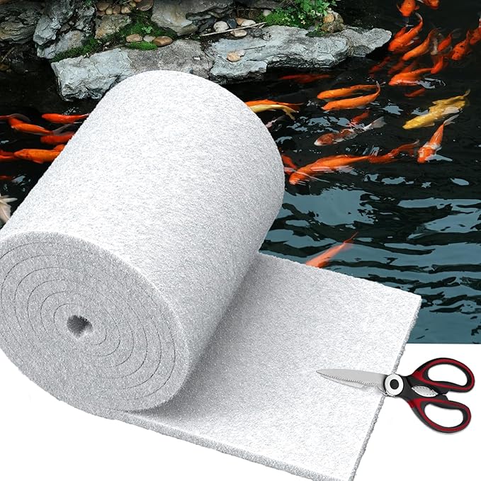 Classic Pond Filter Pad Media 12"x72"x1", 6 Ft² White Thicker Reusable Replacement Washable Pad,Fish Pond Filter Material for Outdoor Ponds Aquarium