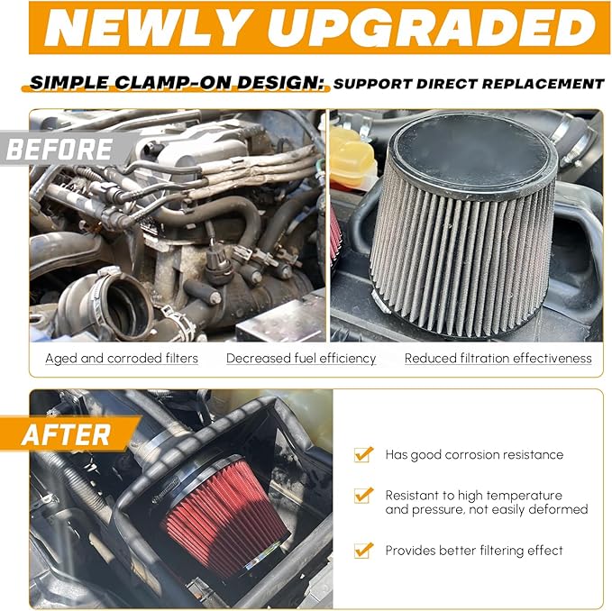 PTNHZ Universal Red 2.5" 63mm High Flow Cold Air Intake Cone Air Filter Power Intake Air Inlet System Air Cleaner