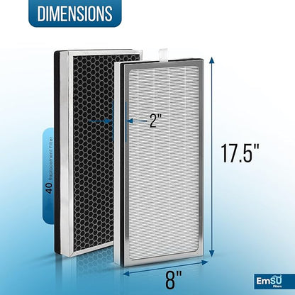 40 Replacement Filter H13 HEPA 40 Filter - Compatible with 40 3-in-1 Filters Contains High-Efficiency Activated Carbon Filter, 2 Pack 40 Filter