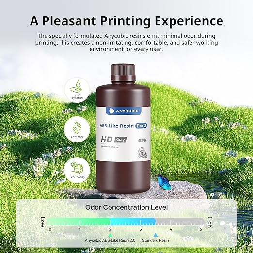ANYCUBIC 2nd Gen Resin Technology ABS-Like Resin 2.0 Bundle, 3D Printer Resin with High Toughness, More Precise Details, Wide Compatibility for All LCD Resin 3D Printers (HD Grey, 4kg in Total)