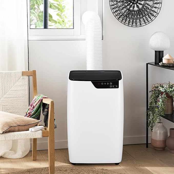 Portable Air Conditioners, 12000 BTU Portable AC for Rooms Up to 550 Sq.Ft. 3-In-1 Portable AC with Quick Cooling, Dehumidifying, 3-Speed Fan, 24H Timer, Remote, Ultra-Quiet, White and Black