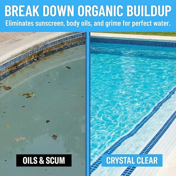 3-in-1 Pool Cleaner & Clarifier - Pool Chemicals, Pool Enzyme Cleaner, Water Clarifier, Waterline Scum Control, Filter Care, Clear Water Finish, 3 Liter (101.5 fl oz) - BubbyShine