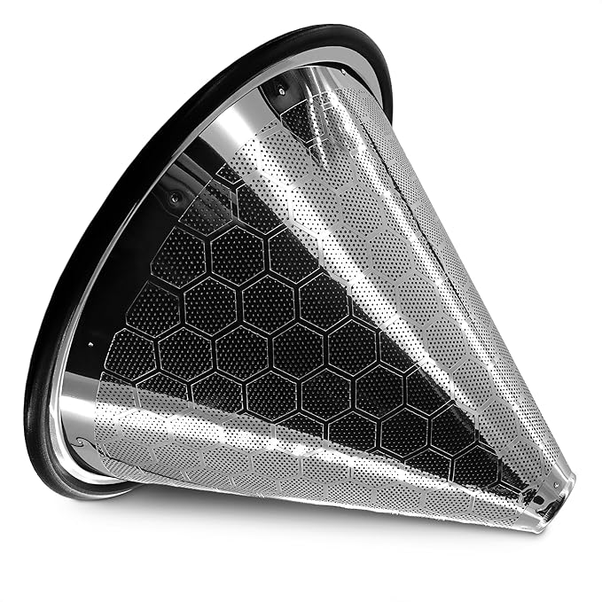 Stainless Steel Pour Over Coffee Filter Compatible with Hario V60 and Chemex Coffee Filter - Reusable 1-2 Cup Paperless Coffee Maker - Easy to Clean Fine Mesh for Smooth Extraction and Rich Flavor