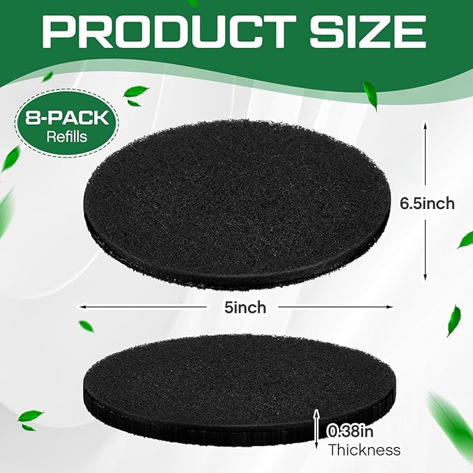 Pangda 8 Pack Oval-Shaped Charcoal Filters for Compost Bucket Countertop Bin Pails in Indoor, Activated Charcoal Filter Dimensions Approx 6-1/2 x 5 Inches 3/8 Inch Thick
