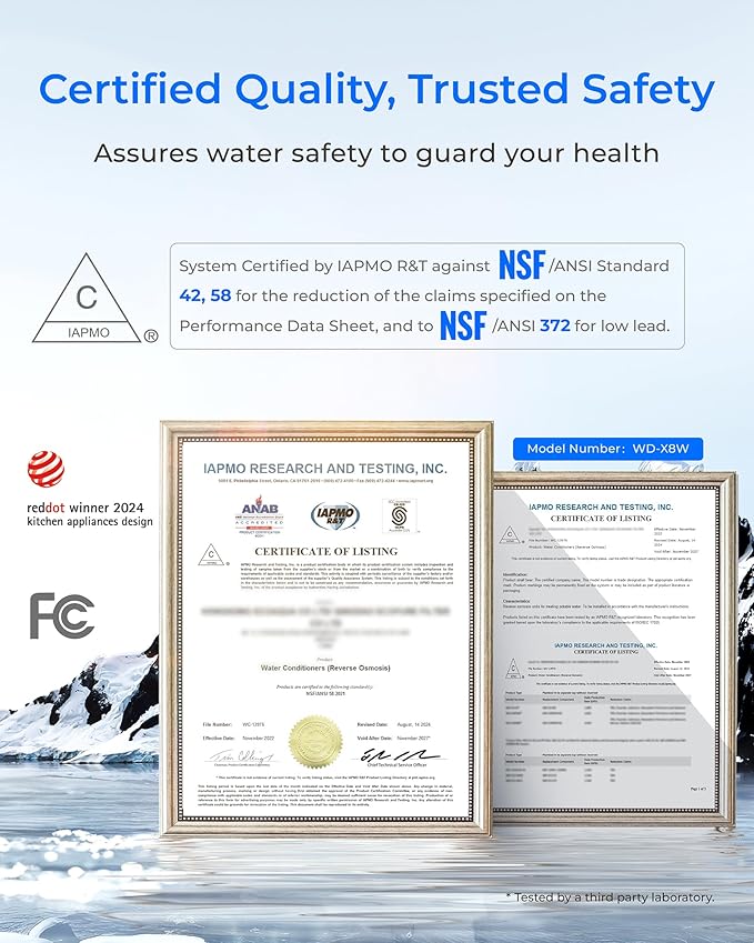 [ Dual Flow] Waterdrop X8-PRO Reverse Osmosis Water Filter, NSF/ANSI 42&58&372 Certified, 800 GPD Tankless Reverse Osmosis System, 9-Stage RO Water Filtration System, Smart Faucet, BPA Free