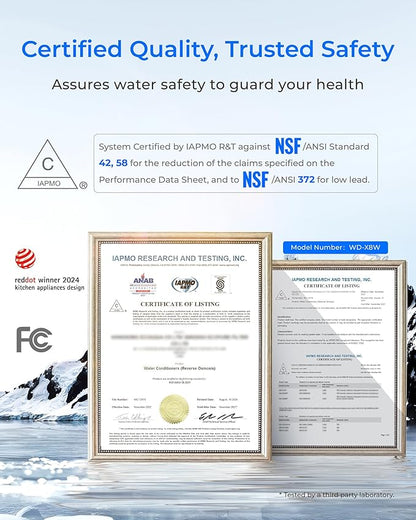 [ Dual Flow] Waterdrop X8-PRO Reverse Osmosis Water Filter, NSF/ANSI 42&58&372 Certified, 800 GPD Tankless Reverse Osmosis System, 9-Stage RO Water Filtration System, Smart Faucet, BPA Free