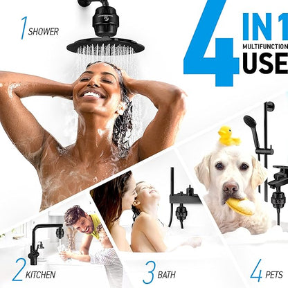 AquaHomeGroup 20 Stage Shower Filter with Vitamin C E for Hard Water - High Output Shower Water Filter to Remove Chlorine and Fluoride - 2 Cartridges Included -Consistent Water Flow Showerhead Filter