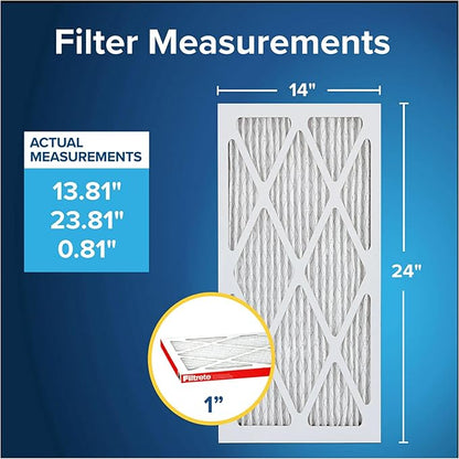 Filtrete 14x24x1 Air Filter, MERV 11, MPR 1000, Allergen Defense, 3-Month AC and Furnace Filter, Easy on Air Flow, 6 HVAC Filters (Actual Size 13.81x23.81x0.81 in)