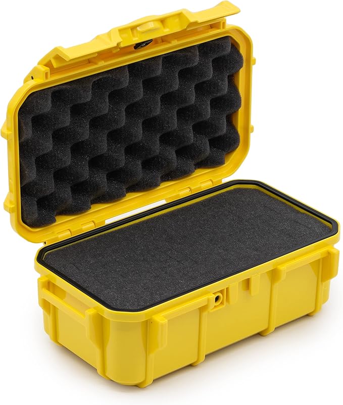 Evergreen 57 Waterproof Dry Box Protective Case with Pick & Pluck Foam - Travel Safe/Mil Spec/USA Made - for Cameras, Phones, Hiking, Boating, Water Sports, Action Cams (Yellow)
