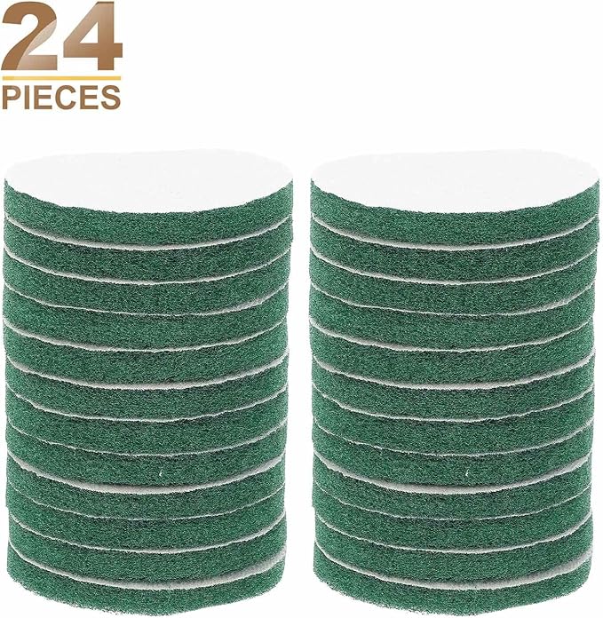 HARFINGTON 24pcs Scrubber Scouring Pads 180 Grits 4 Inch Drill Power Brush Hoop and Loop Surface Conditioning Disc Drill Scuffing Disc Scrub Pads for Home Kitchen Cleaning, Green
