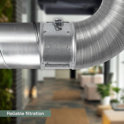Vent Systems 4" Inch Inline Air Filter - Duct Filter - G4 Class Filtration Purifier System with Steel Mesh Screen - Air Vent Filters for Dust Collection/Air Purification - Rigid/Flexible Vent Hose