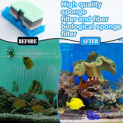 40 Pcs Replacement Filter Media Kit Compatible with Fluval 206/207, Aquarium Filters Set Including 4 Biological Foams, 36 Ammonia/Phosphate/Nitrite Remover