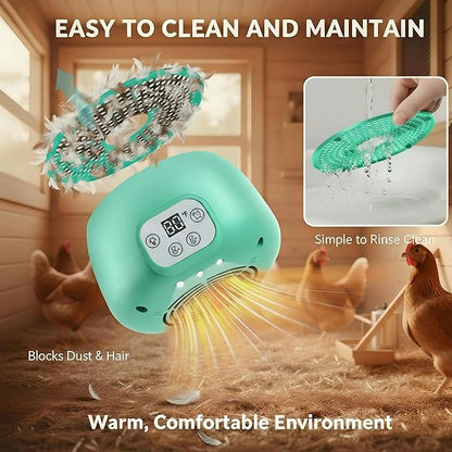 Enhon 1 Set Chicken Coop Heater, Timing Heat Lamp for Chickens, Smart Temperature Control Chicken Brooder Heater Greenhouse Warmer, 5 Ft Ultra Long Cable Reptile Heating Lamp for Chicks Duck Dog Cat