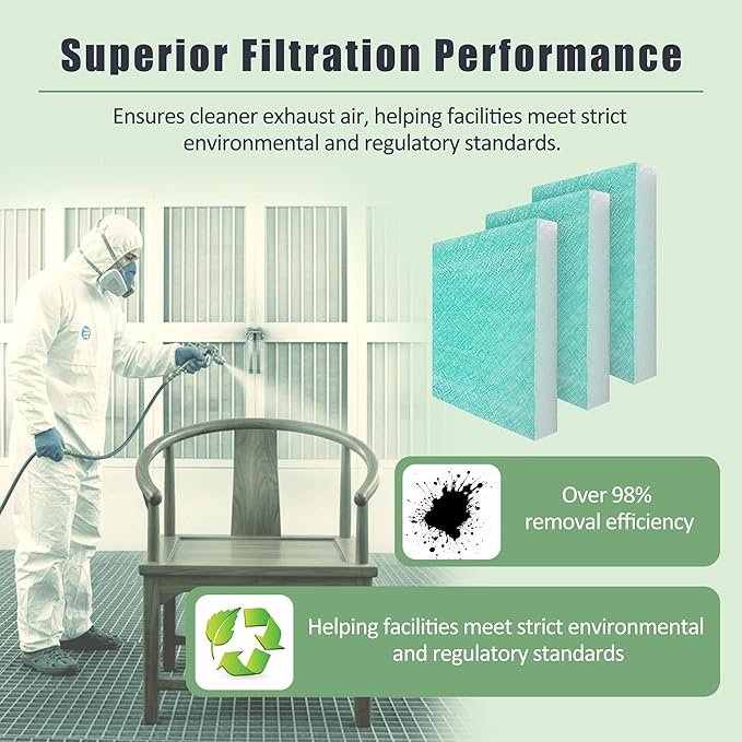 Spray Booth Air Filter Fiberglass Exhaust Green in Paint Booth 15g Green (20" x 25"(200/case))