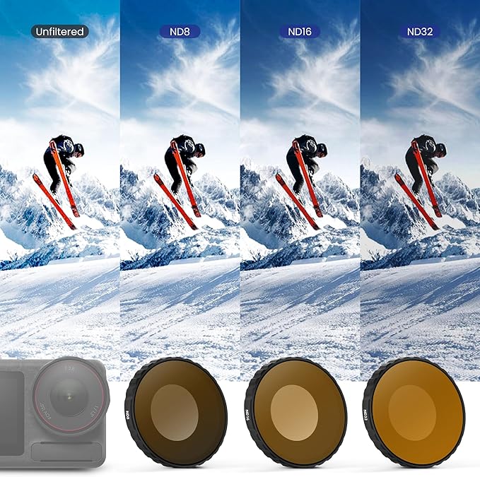 Walking Way Camera Lens Filters ND PL Set Compatible with DJI Osmo Action 4/5 Pro Accessories Kit, 4 Pack CPL ND8 ND16 ND32 Camera Lens Polarizing Neutral Density Filters Multicoated HD Optical Glass