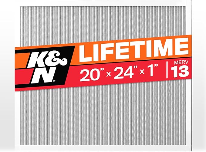 K&N 20X24X1 HVAC Furnace Air Filter, Lasts a Lifetime, Washable, Merv 13, the Last HVAC Filter You Will Ever Buy, Breathe Safely at Home or in the Office, HVC-13-12024