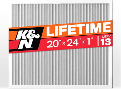 K&N 20X24X1 HVAC Furnace Air Filter, Lasts a Lifetime, Washable, Merv 13, the Last HVAC Filter You Will Ever Buy, Breathe Safely at Home or in the Office, HVC-13-12024