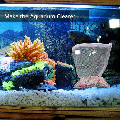 12Pcs Aquarium Filter Bags Fish Tank Mesh Media Filter Bags Carbon Filter Bags Net Bag with Zipper for Charcoal Pelletized Remove Activated Carbon, Biospheres, Ceramic Rings, Black and White