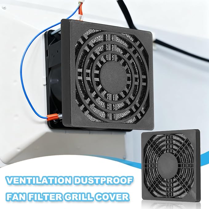 PATIKIL 90mm Fan Filter Grill, 6 Pcs Plastic Ventilation Dustproof Grill Cover Cooling Ventilator with Screws for Industry Workshop Computer Case Refrigerators Air Conditioning, Black