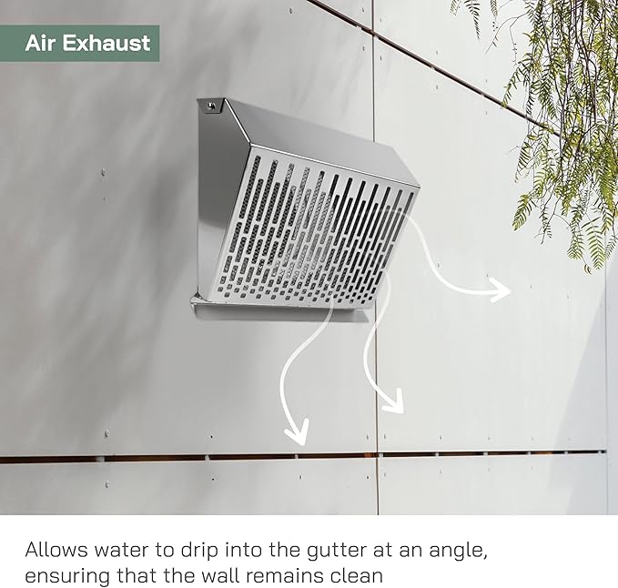 Vent Systems 6" Inch Exhaust Vent Cover with Rubber Gasket - Stainless Steel - Robust Weatherproof Outdoor Air Exhaust Box - Duct or Surface Mounting - Rain and Snow Protection