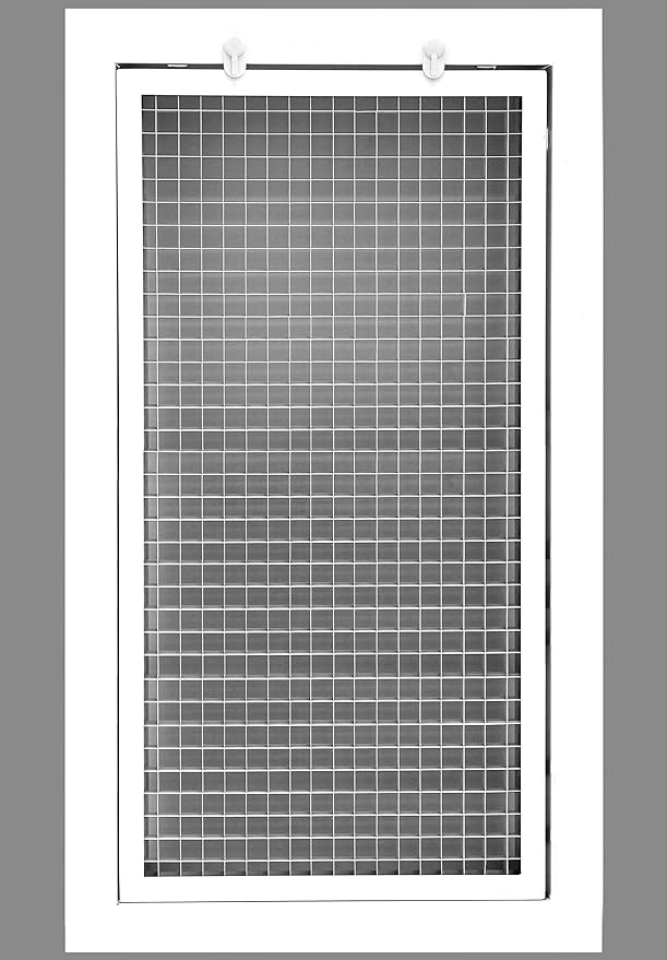 HVAC Premium 6'' x 18'' Cube Core Eggcrate Return Air Filter Grille for 1'' Filter - Aluminum - White [Outer Dimensions: 8.5'' x 20.5]