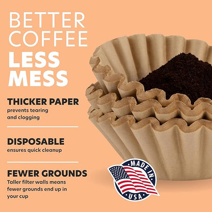 Tupkee Coffee Filters 8-12 Cups - 1200 Count, Basket Style, Natural Brown Unbleached Coffee Filter, Made in the USA