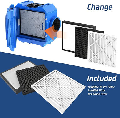 Hepa Air Scrubber 800CFM Commercial Air Purifier with 3-Stage Filtration Negative Air Machine Industrial Air Scrubbers for Water Damage Restoration